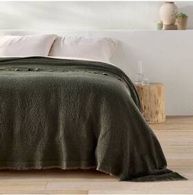 91235049 Casaluna King Textured Waffle Coverlet Olive Green -