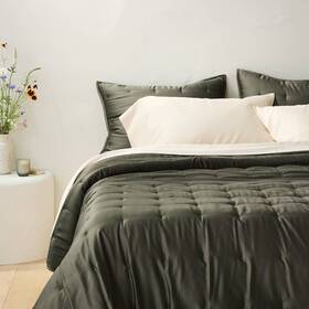 91244851 Casaluna King Plus Rayon From Bamboo Quilt Dark Olive Green -