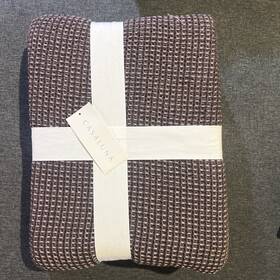 9676142904 Casaluna King Reversible Textured Cotton Chambray Coverlet Brown -