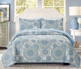 Casual Living 021166135153 Starburst 3 Piece Quilt Set King Blue