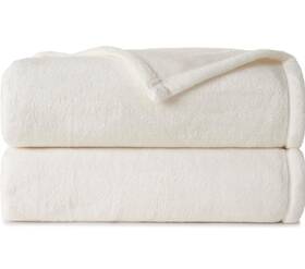32590 Casual Living Full/queen Fleece Blanket Fluffy Soft Warm Ivory Nwot