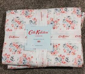 P1nk Cath Kidston Queen Quilt Daisy Bouquet White Pink 100% Cotton Percale Floral