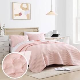918918blush-kck Cathay Home Cs Cathaysports Basic Bedding Essential All Season 3pc Ultrasonic Microf