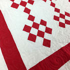 Ce-1863 Lancaster County Quilting Creations Red White Checkerboard Finished Quilt Intricate