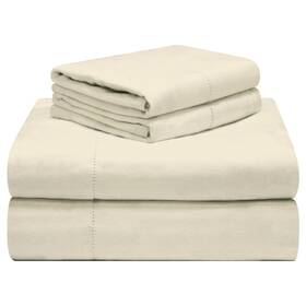 190chqn4ssiv Celeste Home 190 Gsm Queen Ivory Sheet Set- Warm And Cozy - 100% Cotton Flanne