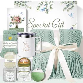 Cenlibaw 758559631861 Gift Baskets For Women Comfort Get Well Soon Throw Blanket Sage Green