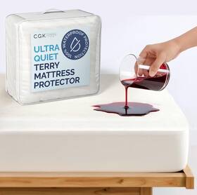Cgk Unlimited 056794212452 Waterproof Mattress Protector King Size - Premium Fitted Terry Cover Noisel