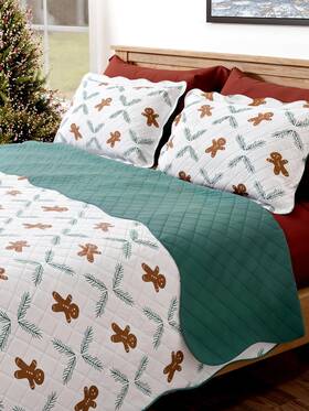 Cgk Unlimited 056794218225 Quilt Set King/cal King Size - Christmas Quilts 3 Piece Lightweight Comfort