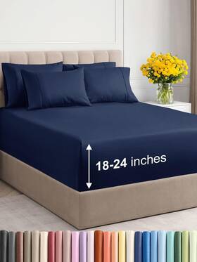 Cgk Unlimited 060623440480 Extra Deep Queen Sheet Set - 6 Piece Breathable And Cooling Sheets Hotel Luxu