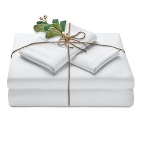 Chanasya 840195702187 Premium Embossed White King Size Bed Sheets Set 4-piece - Soft Strip