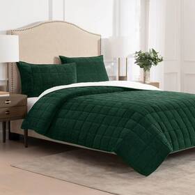 1796198 Charisma 3-piece Corduroy And Sherpa Quilt Reversible Set Queen 90 Inch X98 Colors