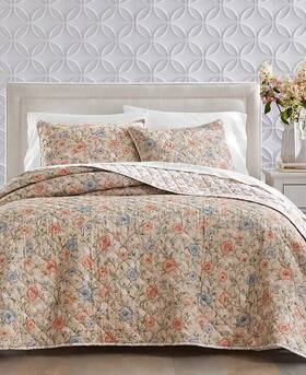 Charter Club 194136971010 Garden Floral Full / Queen Cotton Quilt Tan Multi Only