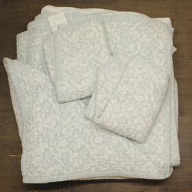 Charter Club 194137089813 Leaf Silhouette Cotton 3-piece Quilt Set Blue Multi King