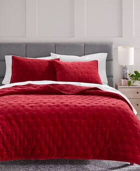 Charter Club 194145541204 Cotton Velvet Quilt Pomegrante Red