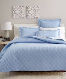Charter Club 636193831345 Damask Quilted Solid King Coverlet And Shams Set Horizon Blue
