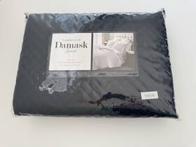 Charter Club 732997734513 Damask Quilted Solid Twin Coverlet And Sham Set Navy 135