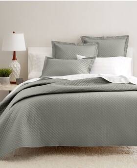 Charter Club 732998792802 Damask Quilted Full / Queen Coverlet And Shams Set Smoke Gray