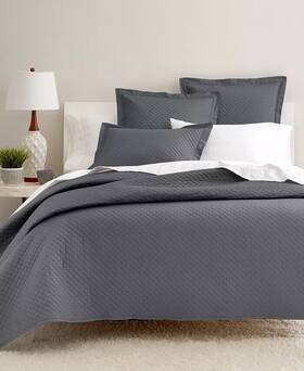 Charter Club 733002322558 Damask Diamond Quilted Full/ Queen Coverlet Set Marble Gray Shams