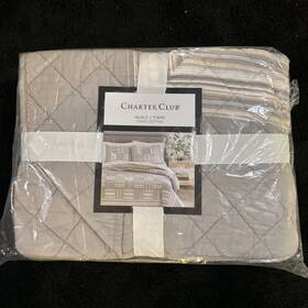 Charter Club 766390903481 Twin Quilt Neutral Stripe Patchwork. 68 Inch X86 New From Macys