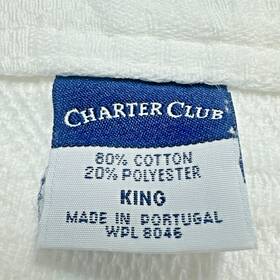 Wpl-8045 Charter Club Quilted White Cotton Poly King Size Swinging Leaves Coverlet