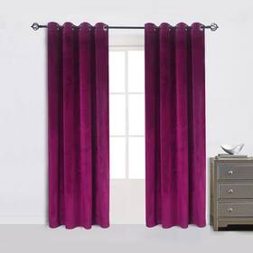 Lh021-5284fushcia Cherry Home Super Soft Luxury Heavy Velvet Fushcia Room Darkening Blackout Cu