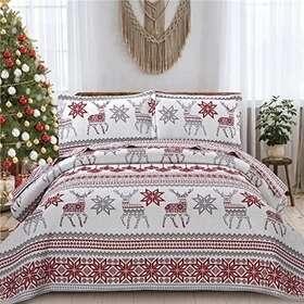 Chesity 190373159075 King Christmas Bedding Deer Sets Reindeer Quilt Hol