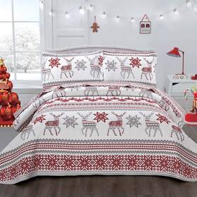 Chesity 820912744683 Twin Christmas Bedding Deer Sets Reindeer Quilt Hol