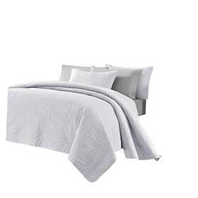 Chezmoi Collection 773822257128 3 Piece 118 By 106 Inch Austin Oversized Bedspread Coverlet Set King White