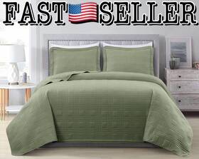 Chezmoi Collection 840079109057 Kingston 3-piece Oversized Bedspread King Size Sage - New