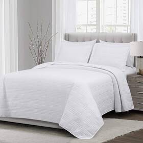 Chezmoi Collection 840079109064 Kingston 3-piece Quilted Bedspread Coverlet Set Oversized Queen 100 Inch X 106