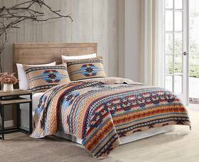 Chezmoi Collection 840079132659 Wyoming 3-piece Southwestern Quilt Set - Geometric Tribal Multicolor Beige Br