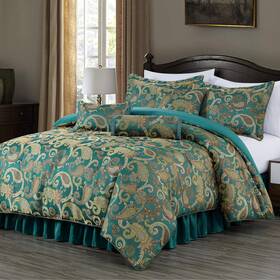 Chezmoi Collection 840079138019 Adelle 7-piece Paisley Jacquard Embroidered Comforter Bedd