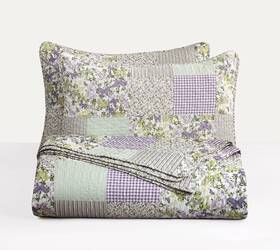 Chezmoi Collection 840079141958 Daisy 2-piece Printed Patchwork Quilt Set - Purple Butterf