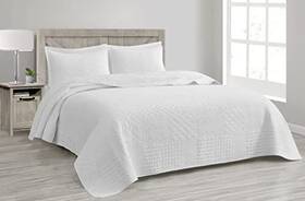 Chezmoi Collection 840079143785 Motley 3-piece Classic Geometric Patchwork Embroidered Quilt Set