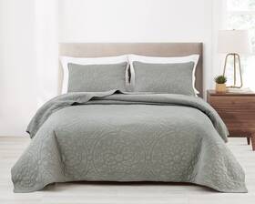 Chezmoi Collection 840079143914 Octavia 3-piece Floral Medallion Embroidered Bedspread Coverlet Set - All Sea