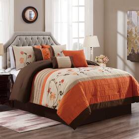 Chezmoi Collection 840079145697 Serene 7-piece Luxury Autumn Floral Embroidery Comforter S