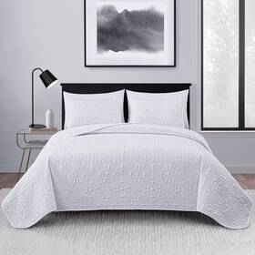 Chezmoi Collection 840079154705 Luca 3-piece Queen Size Quilt Set White - Soft Summer Lightweight Oversized Q