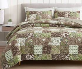 Chezmoi Collection 840079154897 Leilani 3-piece Boho Washed Cotton Quilt Set King Size - Bohemian Quilted Bed