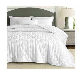 Chezmoi Collection 840079158093 Tencel Modal Blend Quilt Set King Size White - Lightweigh