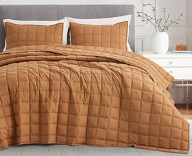 Chezmoi Collection 840079158192 Tencel Modal Blend Quilt Set King Size Terracotta - Lightweight Soft Bedspread D
