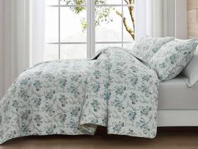 Chezmoi Collection 840079177186 Gigi 3-piece Printed Floral Cotton Quilt Set Oversized K Inch