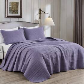Chezmoi Collection 840079178855 Kingston Queen Size Bedspread Set 3-piece Dusty Purple Ov
