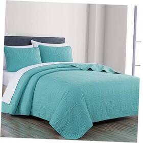 B013l0xywg Chezmoi Collection Austin 3-piece Oversized Bedspread Coverlet Set Queen Turquoise