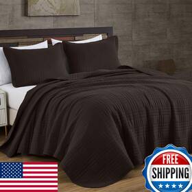 B07wnympms Chezmoi Collection Kingston Queen Size Bedspread Set 3-piece Brown Oversized