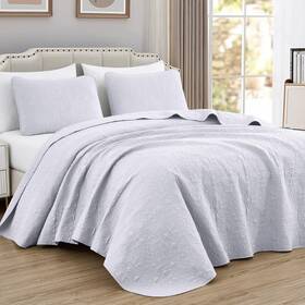 B0c9rnjjnf Chezmoi Collection Luca 3-piece Oversized Bedspread Set Queen Size White