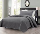 Chezmoi Collection Edan Luxury Solid Charcoal Checkered Quilted Bedspread Coverlet