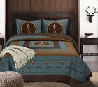 Chezmoi Collection Tucson Turquoise Brown Tan Rustic Southwestern Star Washed