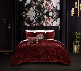 Bcs20659-an Chic Home Alianna 5 Piece Comforter Set Crinkle Crushed Velvet Bedding - Deco