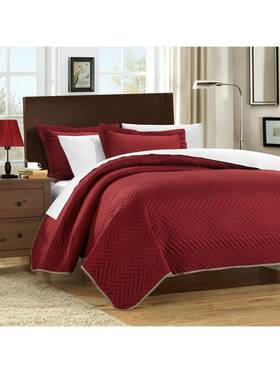 Qs3251-mc Chic Home Design Palermo Red Patterned King Quilt Set