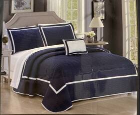 Qs4836 Chic Home Design Mesa Quilt King 8pc Set Blue